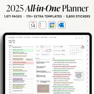 Minimalist Light Mode 2025 Digital Planner, iPad Planner, Goodnotes Planner, Daily, Weekly & Monthly Planning, Daily and Weekly Organizer