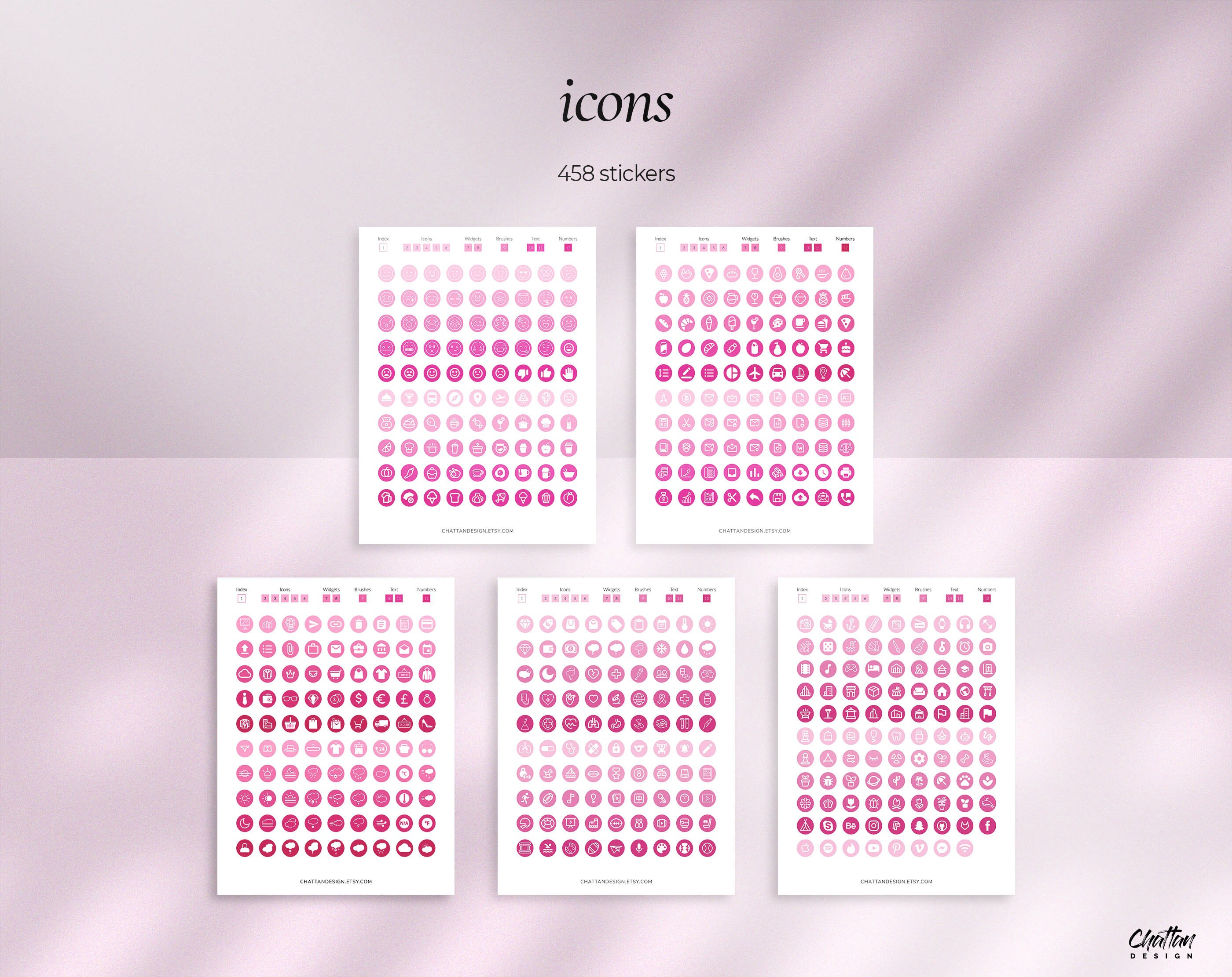 600+ Pink Themed Digital Stickers for Goodnotes + Individual PNG Files ...