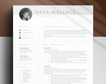 Plantilla de currículum de dos páginas Plantilla de carta de presentación y referencias para páginas de Ms Word y Mac, diseño de currículum vitae profesional y minimalista 2024