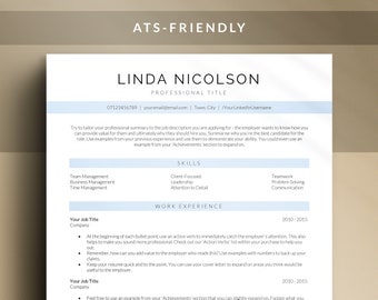 ATS Friendly Resume Vorlage Minimal Clean Design, Moderner Lebenslauf Microsoft Word Mac Pages & Google Doc, Bewerbungsvorlage Zum Schreiben