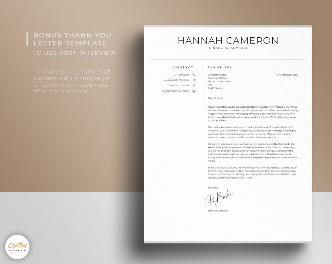 Professional & Clean Resume Template for Ms Word, Apple Pages and ...