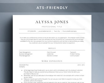 ATS Lebenslaufvorlage 2024, Ms Word & Mac-Seiten Optimiertes Lebenslaufdokument Minimales Design, dreiseitiger einfacher Briefkopf, professionelle Experten