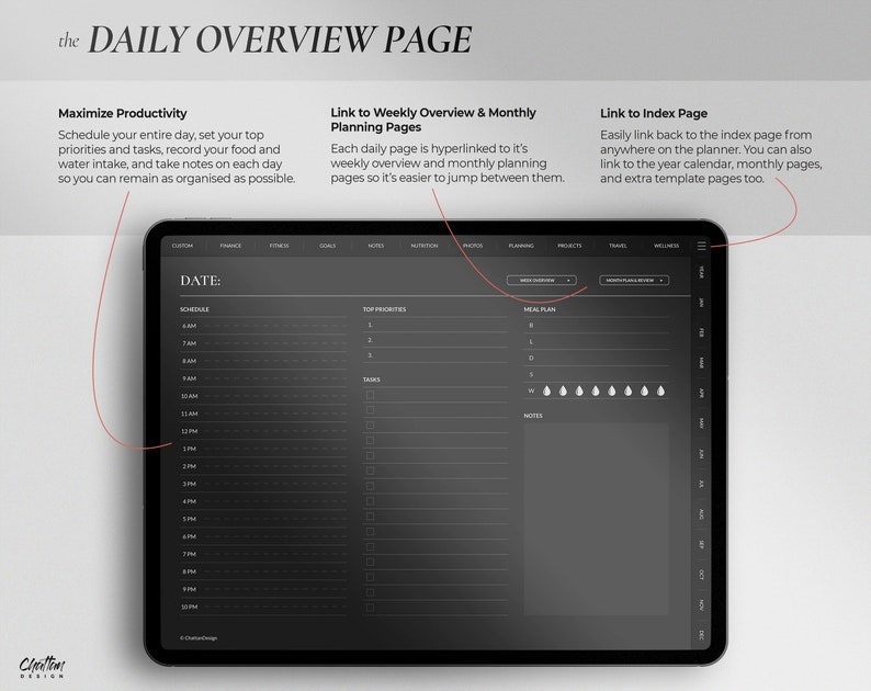 UNDATED Digital Planner in Dark Mode for Goodnotes & Notability ...