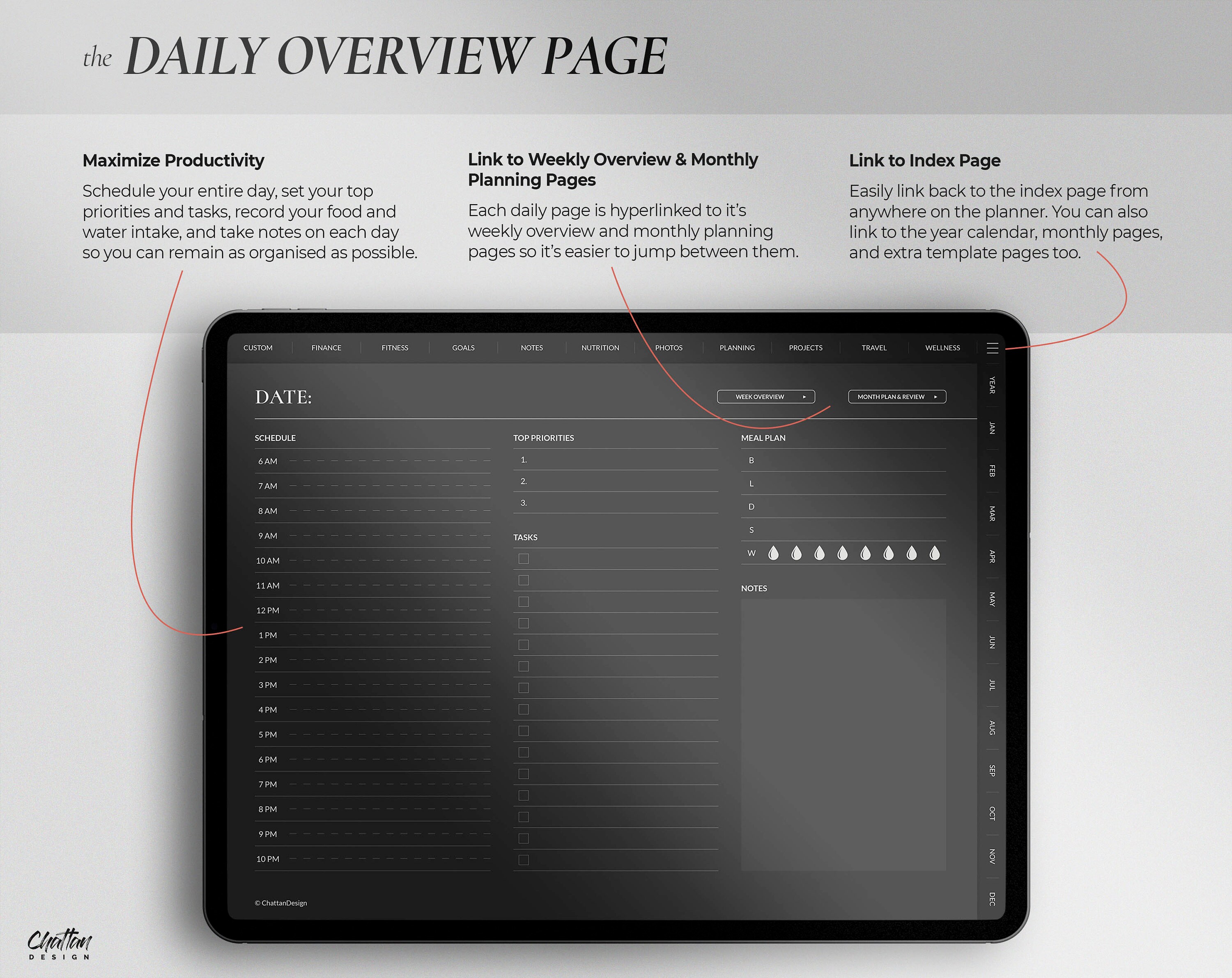 UNDATED Digital Planner in Dark Mode for Goodnotes & - Etsy