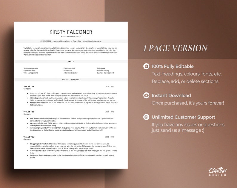 ATS Optimized Resume Template for Ms Word, Modern CV Template Medical Job Roles, Professional Resume Template, Minimalistic Simple Design image 2