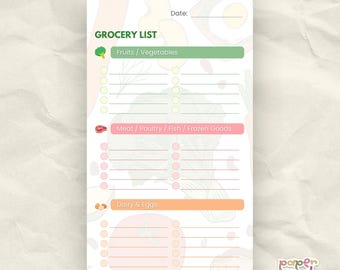 Grocery Shopping List Printable PDF, Blank Master Grocery Planner Checklist Template, Simple To-Buy List, Instant Download US Legal Size
