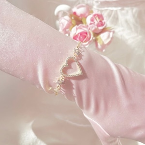 Vergoldetes Prinzessinnen-Herz-Armband/wird hübsch als Geschenk verpackt/handgefertigt/feenhaft/glitzernd/verstellbar