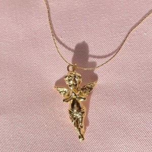 24k gold plated and handmade baby angel necklace/ tarnish resistant/ magical/ guardian/ best gift/ cute necklace/ comes gift wrapped