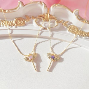 collar de varita Gamer Jewelry, regalo para ella, collar chapado en oro