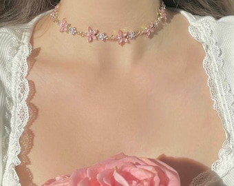 Blossom angel necklace/gold plated/dreamy/Princess/fairy/zircon/choker/best gift/ christmasgift/comes beautifully gift wrapped/handmade