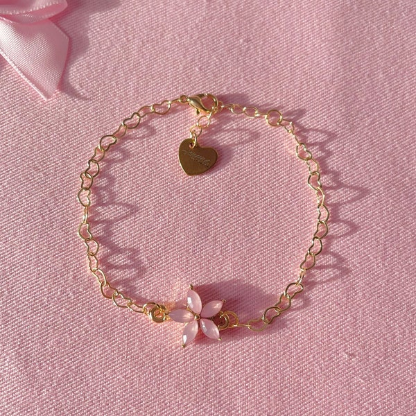 Blossom angel bracelet/gold plated/handmade/for prinsess/sparkly/best gift/christmasgift/comes beautifully gift wrapped/adjustable/zircon