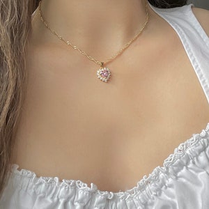 18k gold plated and handmade magical pink heart necklace/ Princess/ tarnish resistant/high quality/comes gift wrapped/fairy/angel/best gift