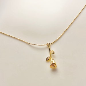 18k gold plated and handmade rose necklace/gold plated/rose pendant/tarnish resistant