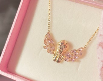 925 Sterling silver cherub angel necklace~comes beautifully gift wrapped~sparkly~princess~dainty~best gift