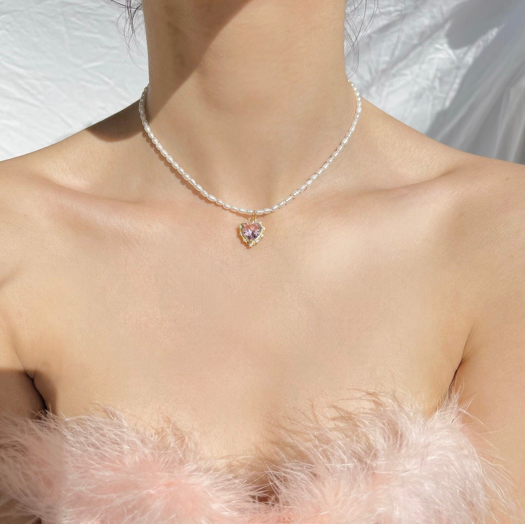 One love necklace in pink deals