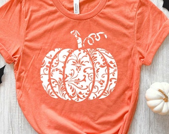 Floral Pumpkin Shirt, Halloween Shirt, Halloween Pumpkin shirt, Fall shirt, Fall Shirt for Woman, Pumpkin Shirt, Autumn Shirt