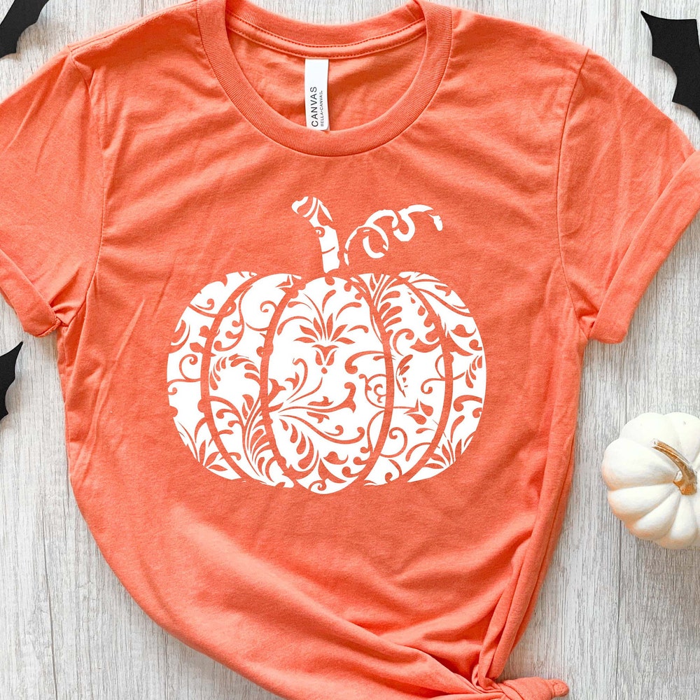 Pumpkin Shirt Floral Pumpkin Shirt, Halloween Shirt, Halloween Pumpkin Shirt, Fall Shirt, Fall Shirt For Woman, Pumpkin Shirt, Autumn Shirt Holiday Family Shirt
