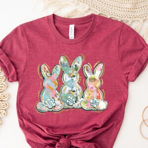 Watercolor Bunny Trio Shirt, Easter Bunny Shirt, Easter Bunny Peeps Shirt, Cute Easter Shirt, Easter Peeps Tee, Kids Easter Tee, Rabbit Tee image 2