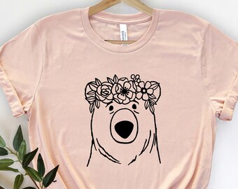 Floral Bear Shirt, Bear Lover Shirt , Floral Animal Shirt, Animal Lover Shirt , Baby Bear Shirt , Bear Mama Shirt