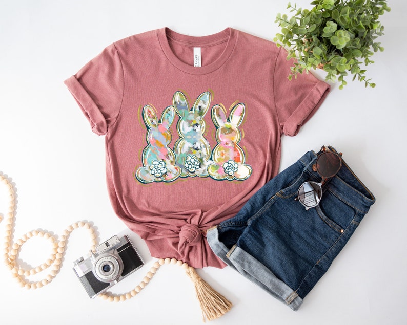 Watercolor Bunny Trio Shirt, Easter Bunny Shirt, Easter Bunny Peeps Shirt, Cute Easter Shirt, Easter Peeps Tee, Kids Easter Tee, Rabbit Tee image 1