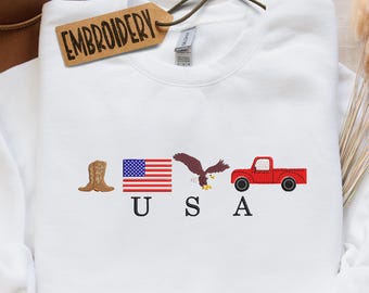 Embroidered Sweatshirt, 4th Of July Hoodie, America Hoodie, USA Sweatshirt, Patriotic Hoodie, Eagle Hoodie, Minimalist Style USA Sweatshirt