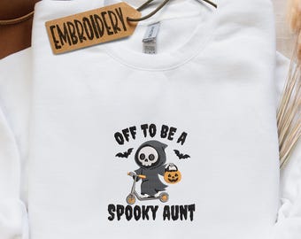 Sudadera con capucha bordada "Off To Be A Spooky Aunt", sudadera divertida de Halloween para tías.