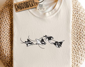 Comfort Colors Embroidered Shirt, Manta Ray Crewneck Shirt, Ocean Sea Life Shirt, Unisex Shirt, Stingray Shirt, Ocean Lovers Gift Shirt