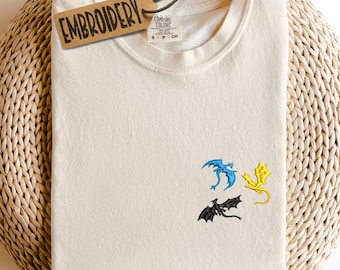 Comfort Colors Embroidered Shirt, Dragons Shirt, Basgiath War College Shirt, Bookish Gift Idea Shirt, Romantasy Lovers Shirt, Unisex Shirt