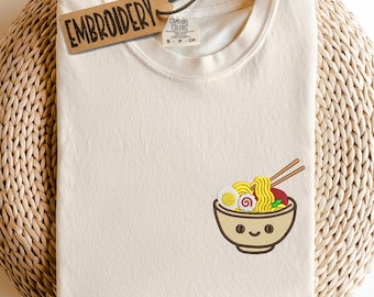 Comfort Colors Embroidered Shirt, Ramen Shirt, Aesthetic Food Shirt, Japanese Style Shirt, Gift Shirt for Ramen Lovers, Noodle Shirt