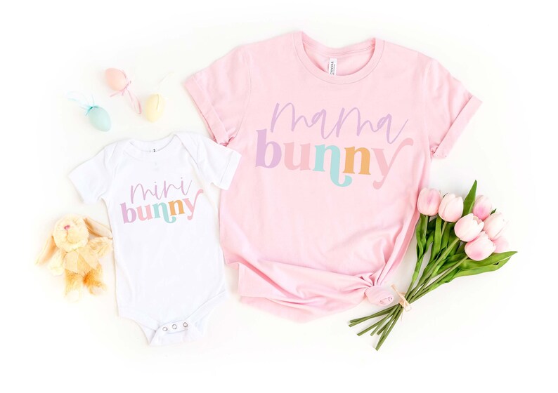 Mama Bunny Shirt, Mini Bunny Shirt, Mama MIni Easter Shirt, Mommy and Me Shirt, Mama MIni Bunny Matching Outfit, Easter Toddler Shirt image 1