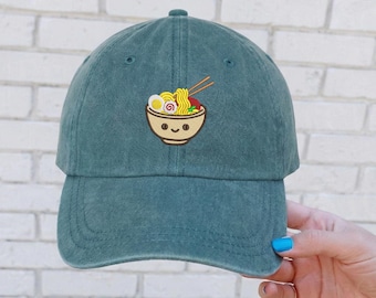 Embroidered Hat, Ramen Bowl Design Baseball Cap, Aesthetic Food Hat, Ramen Lovers Gift Hat, Japanese Hat, Noodle Hat, Ramen Icon Hat