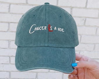 Cappello con scritta ricamata "Cancer Is a Hoe" (Il cancro è una zappa), cappello per la sensibilizzazione sul cancro, cappello ricamato regalo per guerrieri in chemioterapia, cappello da baseball regalo di supporto e sensibilizzazione