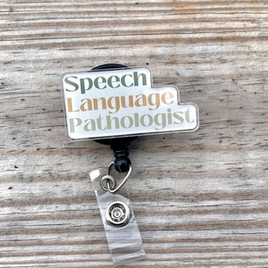 Speech Language Pathologist Badge Reel, Green and White, SLP Badge Reel, SLP badge holder, slp badge, slp clip, slp gift, retractable