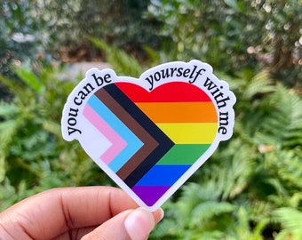 You Can Be Yourself With Me (Safe Space) Sticker (56), Safe Space Sticker, Laptop Sticker, LGBTQ, Ally, Trans Rights, Protect Trans Kids