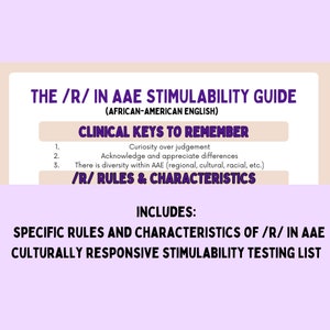 The /r/ in AAE Stimulability Guide, Articulation, SLP Resources, Speech Therapist, SLPtoBe, Speech-Language Pathologist, SLP, Phonetics
