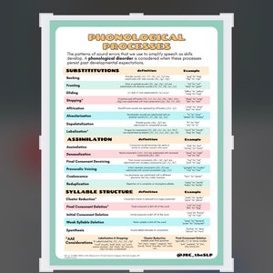 Phonological Processes and AAE Considerations PDF Printable Download, SLP resources, speech therapy
