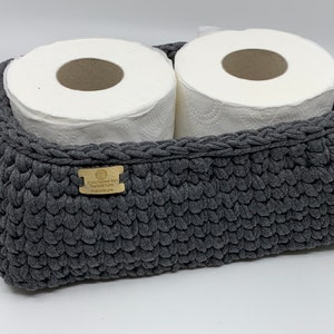 Toilet Roll Storage, Toilet Roll Organiser, Crochet Toilet Roll, Crocheted Basket, Upcycled, T Shirt Yarn, Handmade, Made to Order