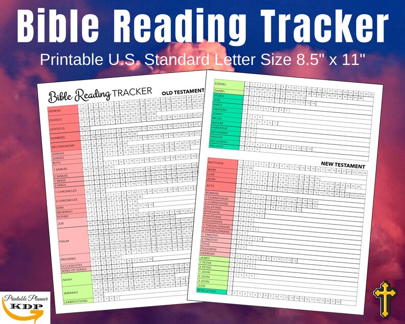 Printable Bible Reading Tracker, U.S. Standard Letter Size 8.5x11 ...