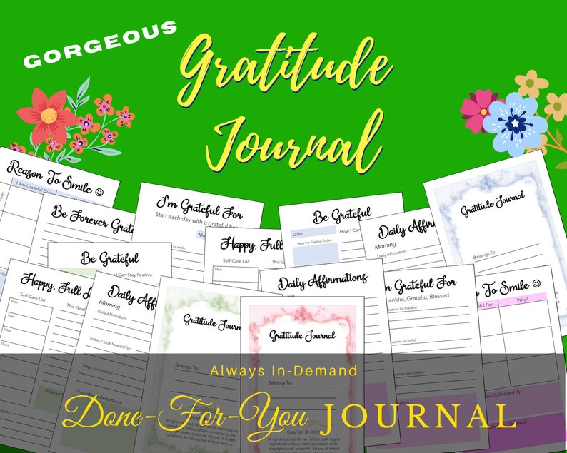 Premium Gratitude Journal Done-for-you Ready to Upload to - Etsy