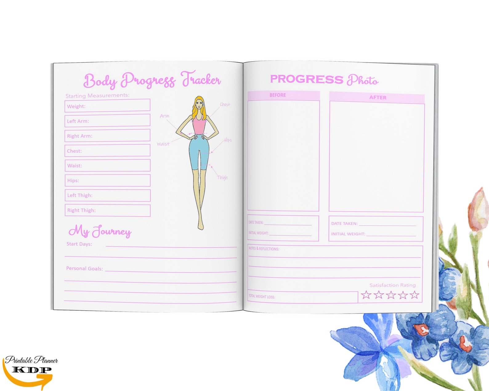 Body Progress Tracker Printable Template, Body Measurement Chart ...
