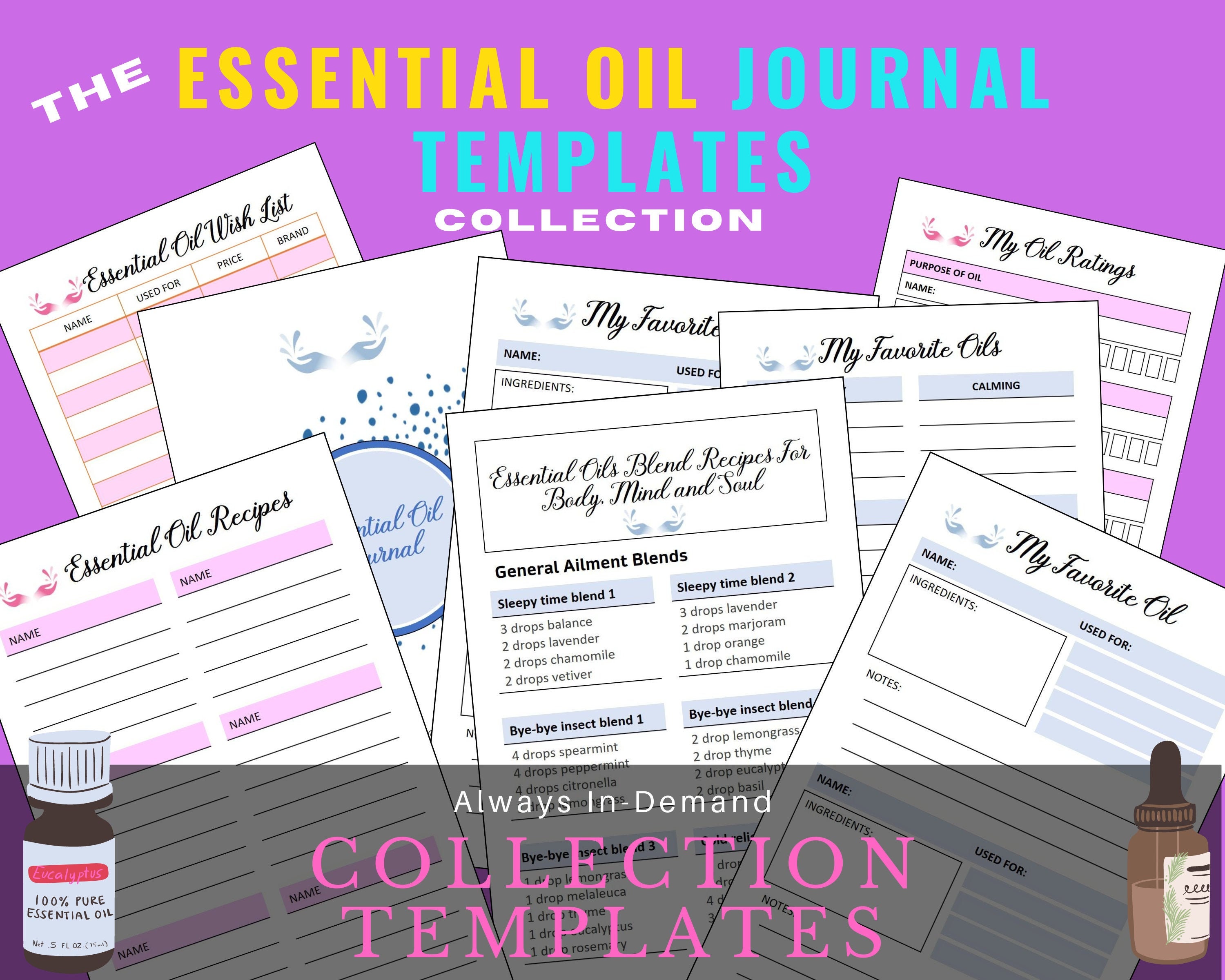 Essential Oil Journal Template Collection by Printable Planner KDP