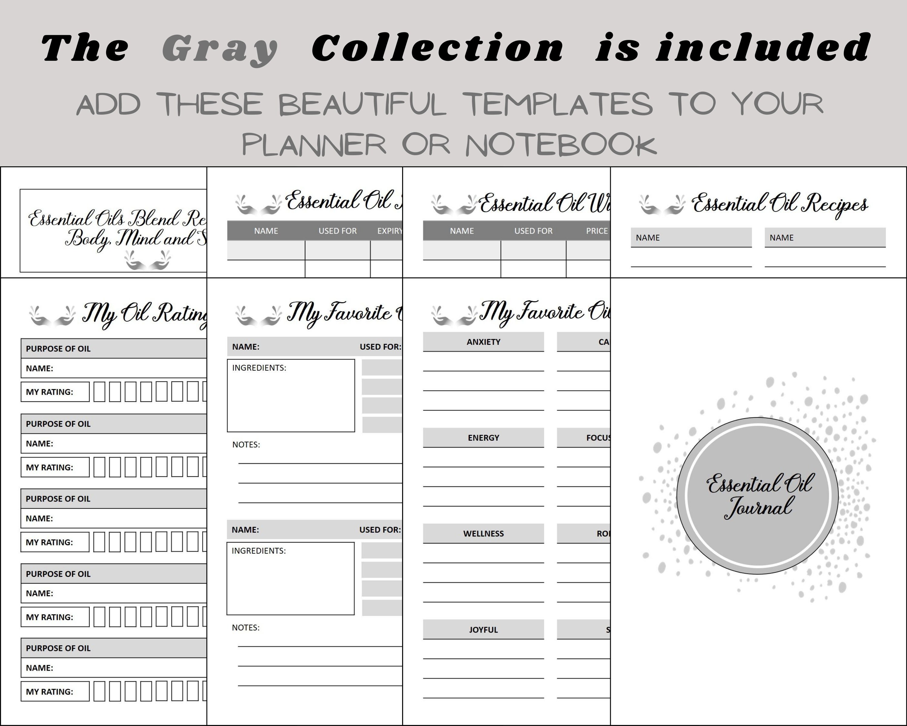 Essential Oil Journal Template Collection by Printable Planner KDP ...