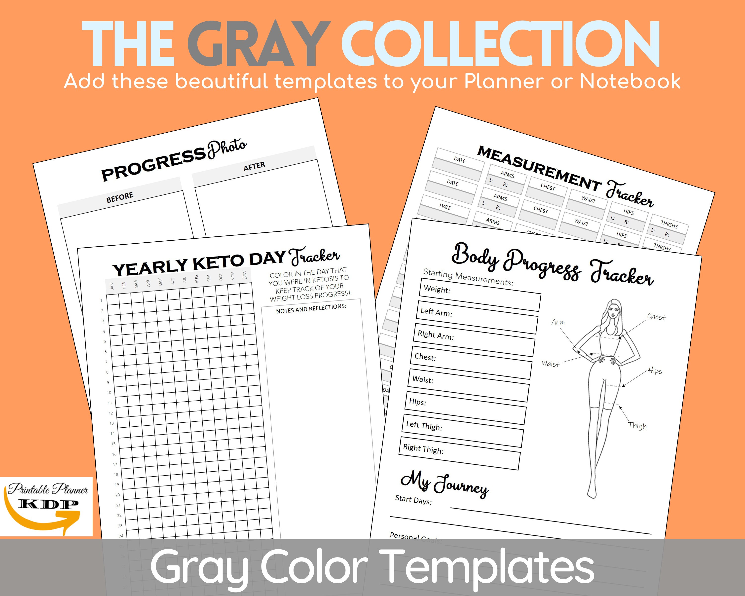 Body Progress Tracker Printable Template, Body Measurement Chart ...