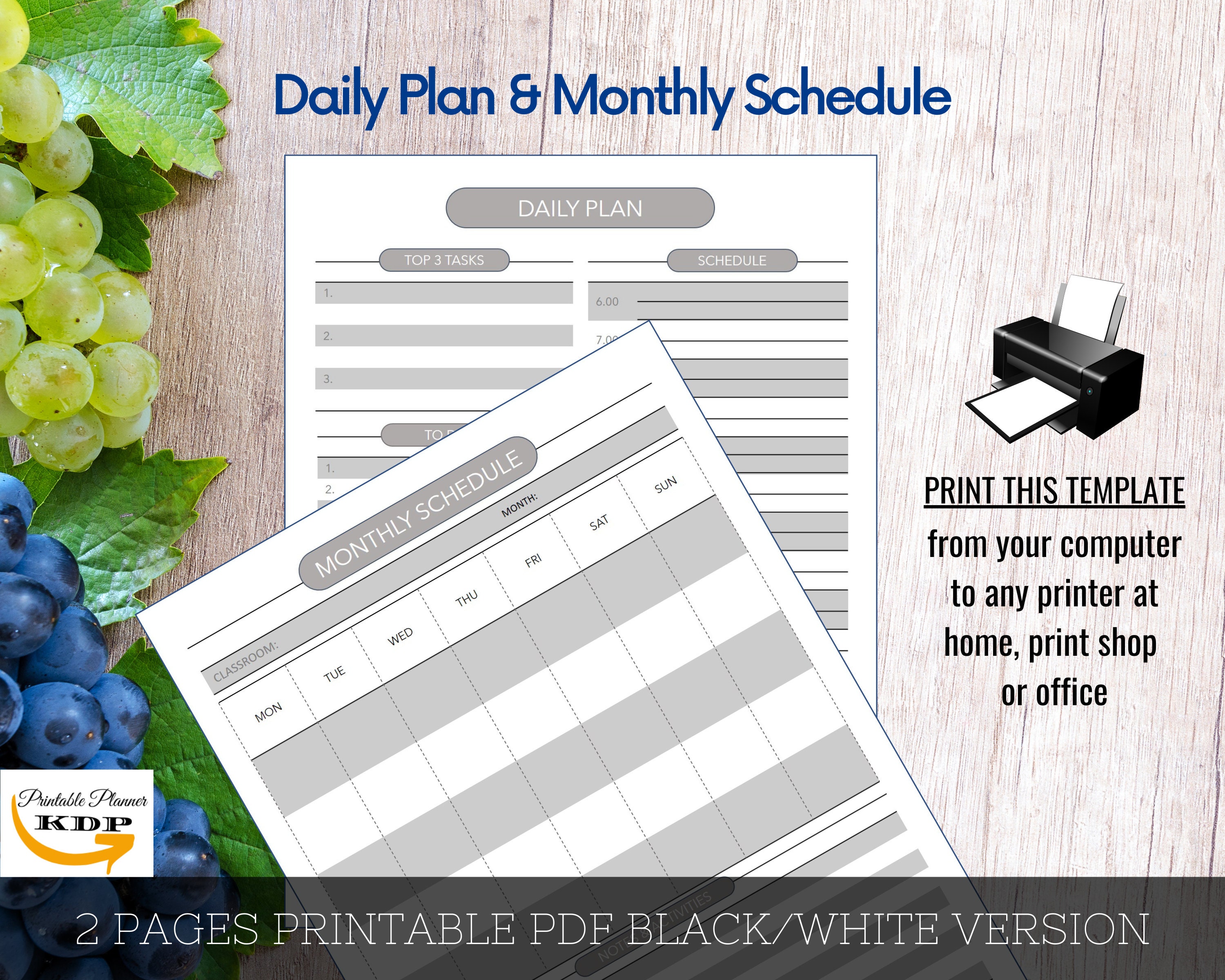 Printable Teacher Planner Template, Daily Planner, Monthly Schedule ...