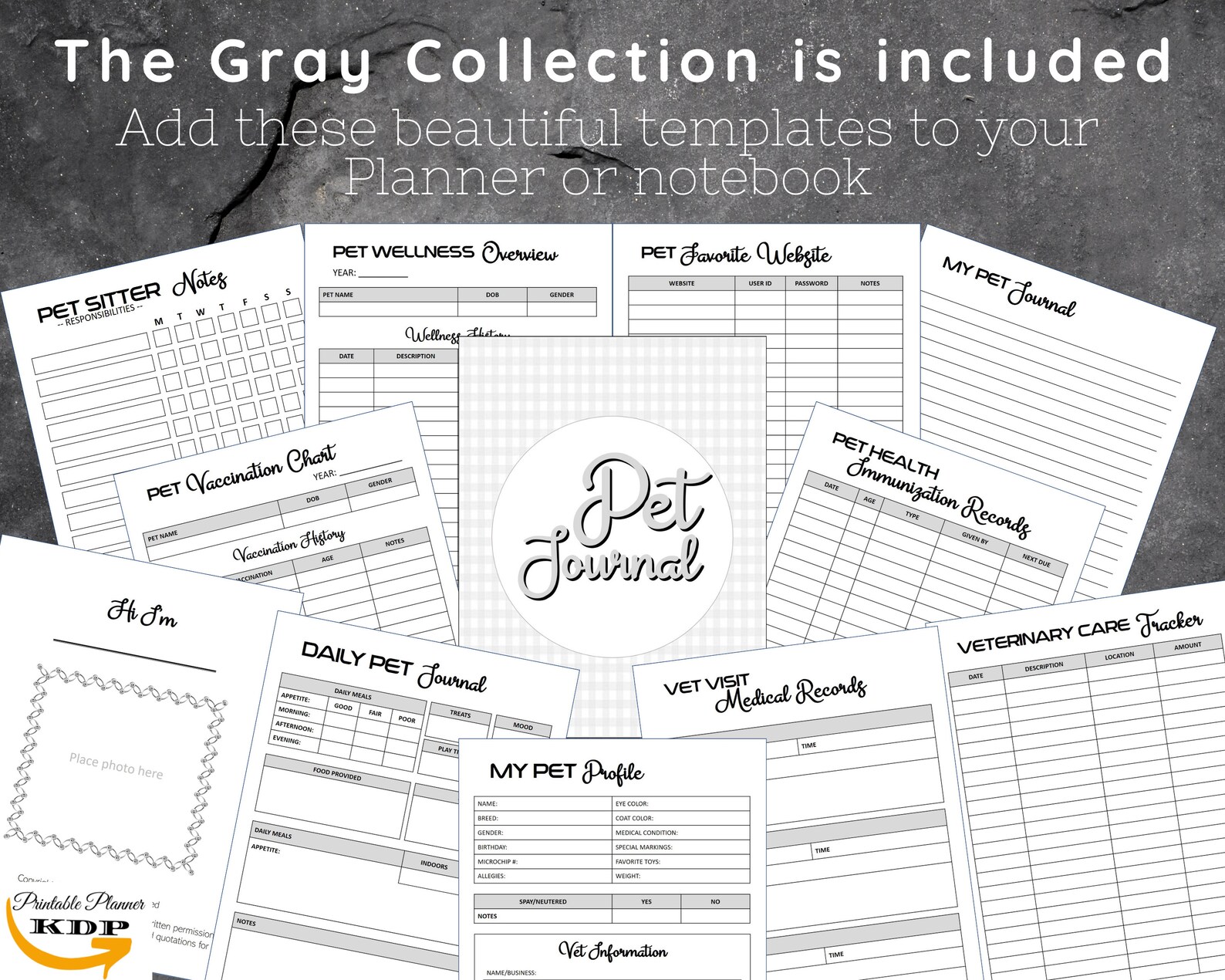 Printable Pet Journal Template Collection, Pet Wellness Care, Pet