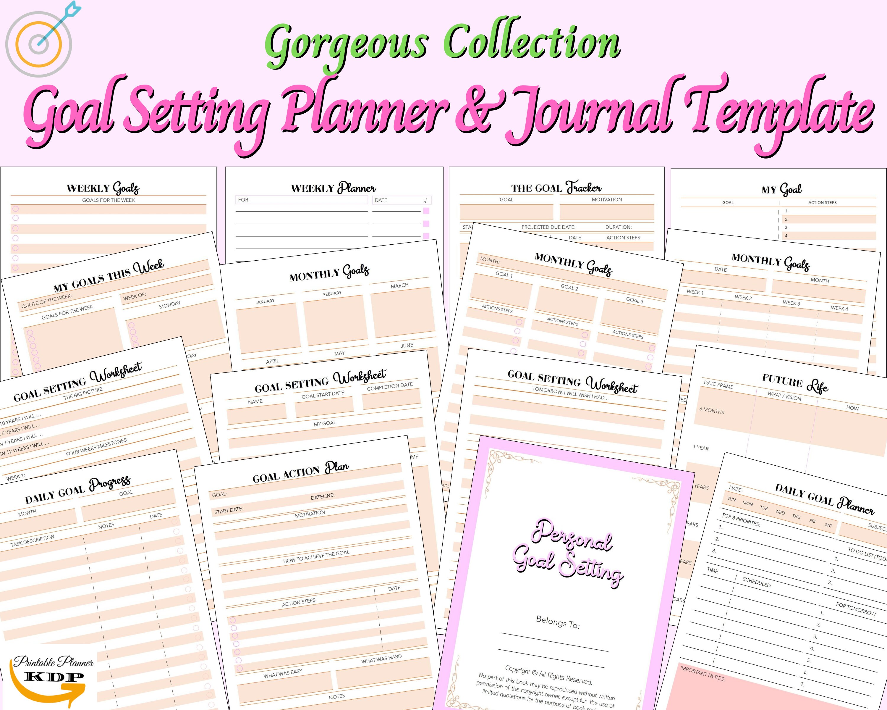 Goal Setting Planner & Journal Template Collection, Goal