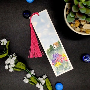 Field of flowers watercolor bookmark, book lover gift, stocking stuffer for reader, bookmark art, hand painted, teacher appreciation