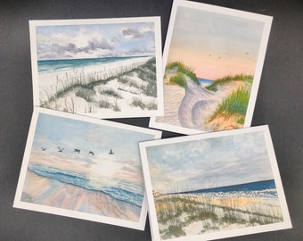 Coastal watercolor, blank notecards, letter writing, note card set, beach lover gift, Mother&#39;s Day gift, friend gift, art cards, watercolor