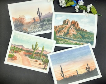 Desert watercolor blank notecards, box cards gift set, Mother&#39;s Day gift, letter writing, stationery cards, bff gift, Southwest art