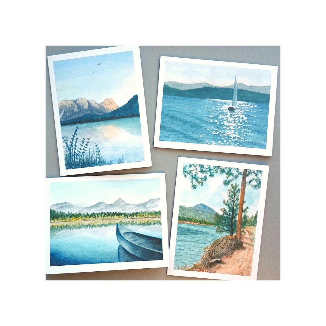 Mountain Lakes Watercolor Art Cards: Blank Note Card Set - Etsy